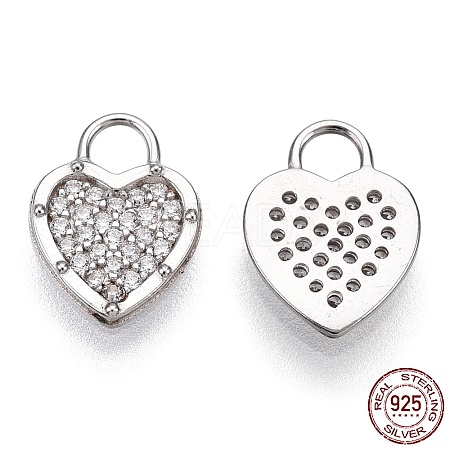 Rhodium Plated 925 Sterling Silver Micro Pave Cubic Zirconia Charms STER-T004-66P-1