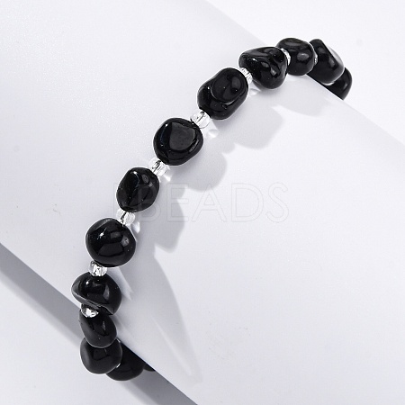 Natural Obsidian Beaded Bracelets for Women G-P563-07P-14-1