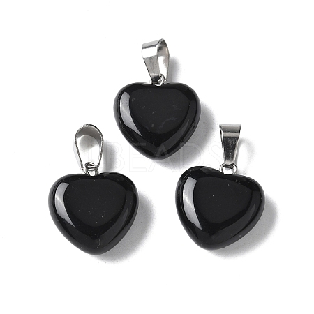 Natural Black Agate Pendants G-I311-A16-01-1