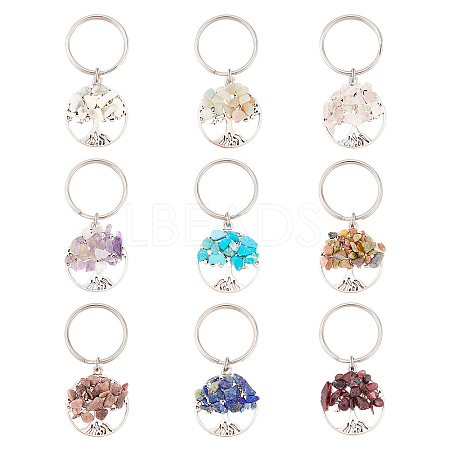 SUPERFINDINGS 2 Sets Natural & Synthetic Mixed Stone Keychain KEYC-FH0001-15-1