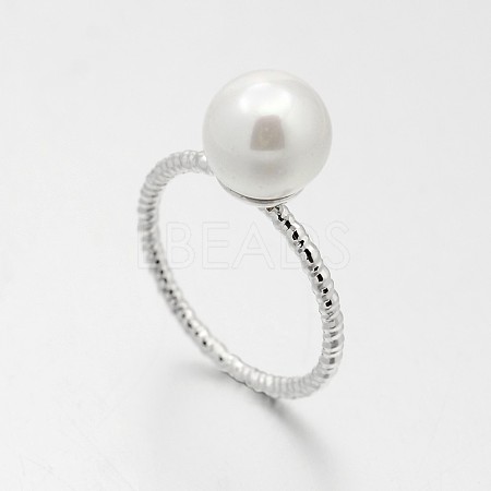 Brass Acrylic Pearl Finger Rings for Wedding Jewelry LS-RJEW-J061-P-1