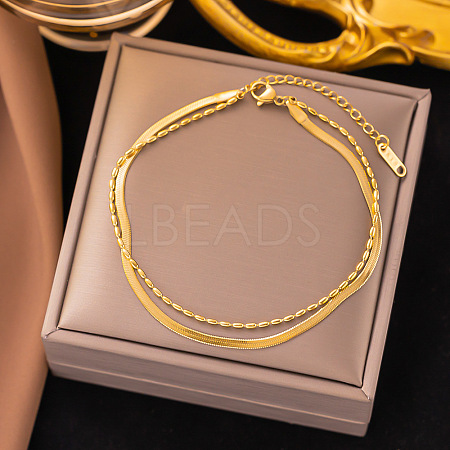 304 Stainless Steel Snake Chain Braclets BJEW-C084-03G-1