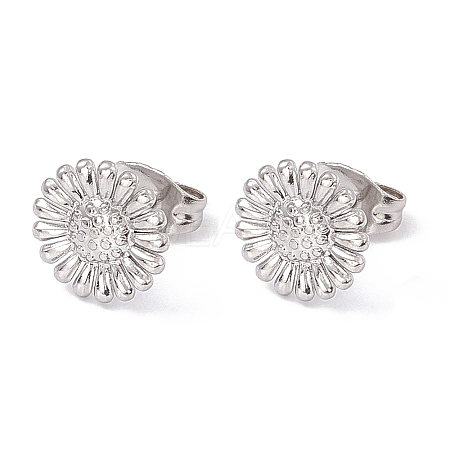 Non-Tarnish 304 Stainless Steel Sunflower Stud Earrings for Women EJEW-G338-05P-1