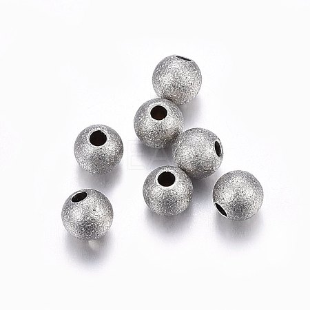 Tarnish Resistant 304 Stainless Steel Textured Beads X-STAS-F174-32P-B-1