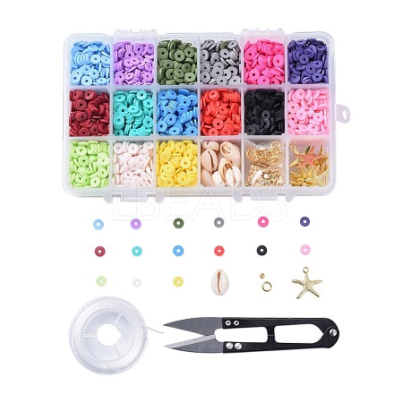 15 Colors Eco-Friendly Handmade Polymer Clay Beads DIY-JP0005-47-6mm-1