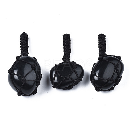 Natural Obsidian Pendants G-N0326-93B-1