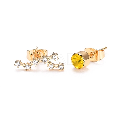 Brass Micro Pave Cubic Zirconia Stud Earrings EJEW-I253-01J-1