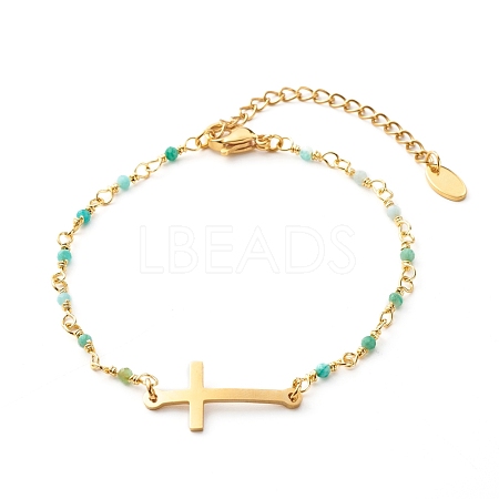 Cross Link Bracelet BJEW-JB06865-03-1