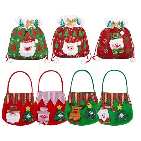 7Pcs 7 Style Christmas Non-woven Fabrics Candy Bags Decorations ABAG-SZ0001-16-1