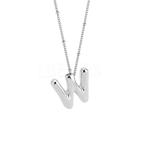 1pc Brass Chain with Alloy Letter Pendants Necklaces NJEW-LP0001-41W-P-1
