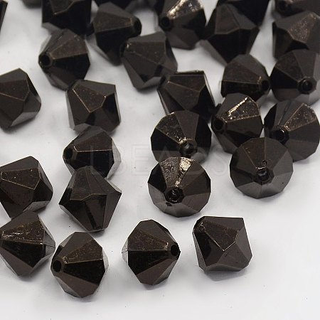 Faceted Bicone Transparent Acrylic Beads DBB6mm10-1