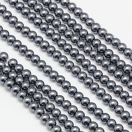 Eco-Friendly Dyed Glass Pearl Round Bead Strands X-HY-A002-4mm-RB077-1