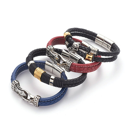 Retro Leather Cord Bracelets BJEW-L642-38-1