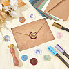 Brass Wax Seal Stamps with Rosewood Handle AJEW-WH0412-0146-4