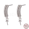 Anti-Tarnish Rhodium Plated 925 Sterling Silver Micro Pave Cubic Zirconia Stud Earring Findings STER-P035-41P-1