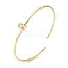 Rack Plating Brass Micro Pave Clear Cubic Zirconia Letter Open Cuff Bangles BJEW-A018-01G-R-1