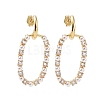 Clear Cubic Zirconia Oval Dangle Stud Earrings with Plastic Pearl Beaded EJEW-C008-25G-1