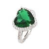 Heart Brass Micro Pave Cubic Zirconia Cuff Open Rings for Women CU-CBA0A21-02P-04-4
