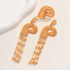 Vintage Alloy Hollowed-out Conch Shape Ring & Tassel Earrings Sets for Women LS-CY8500-1