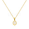304 Stainless Steel Enamel White Oval with Letter Pendant Necklaces for Men Women FS-WG94BAB-23-1