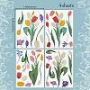 4 Sheets 4 Styles Tulip Flower PVC Waterproof Static Stickers AJEW-WH0033-84-2