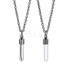 2Pcs Brass & Clear Glass Pet Fur Wishing Bottle Pendant Iron Cable Chain Necklaces NJEW-DR00018-1