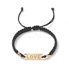 Clear Cubic Zirconia Word Love Link Braided Bead Bracelet for Valentine's Day BJEW-TA00193-1