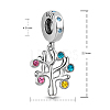 TINYSAND Rhodium Plated 925 Sterling Silver Cubic Zirconia Happiness Tree European Dangle Charms TS-P-075-2