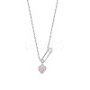 Heart Safety Pin Brass Pave Cubic Zirconia Pendant Necklaces for Women FS-WGA6C95-01-2