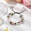 Electroplated Natural Rose Quartz Chip Bead Braided Bead Bracelets for Women BJEW-TA00610-01-1