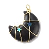 Natural Obsidian Copper Wire Wrapped Pendants PALLOY-JF01639-03-1
