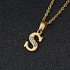 201 Stainless Steel Crystal Rhinestone Initial Pendant Necklaces FS-WG3A711-19-1
