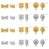 48Pcs 6 Style Half Round & Bowknot & Rectangle Alloy Stud Earring Findings FIND-DC0003-22-1