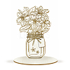 Wood Flower Bouquet Greeting Card AJEW-WH0441-004-1