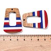 Independence Day Opaque Striped Resin & Walnut Wood Pendants RESI-U010-02O-3