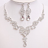 Teardrop & Moon Alloy Rhinestone Pendant Necklace & Stud Dangle Earring FS-WG0A8BD-04-1