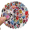 50Pcs Floral Human Heart Shape PVC Self Adhesive Cartoon Stickers STIC-G001-06-1