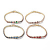 Brass Micro Pave Cubic Zirconia Chain Bracelets with Fold Over Clasps BJEW-C052-03G-1