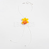 Cloth Flower Pendant Imitation Leather Waxed Cord Tassel Y Necklaces FS-WG643B1-03-1