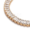 Brass Pave Clear Cubic Zirconia Rectangle Link Bracelets BJEW-YWC0002-11A-G-2