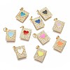 Brass Micro Pave Clear Cubic Zirconia Pendants ZIRC-B002-30G-1