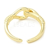 Rack Plating Brass Hollow Teardrop Open Cuff Ring for Women RJEW-M151-05G-2