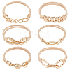 6Pcs 6 Styles Elastic Hair Ties OHAR-ME0001-16B-1