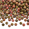  Natural Unakite Round Beads Strands G-NB0004-87A-7