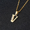 201 Stainless Steel Crystal Rhinestone Initial Pendant Necklaces FS-WG3A711-22-1