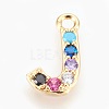 Brass Micro Pave Cubic Zirconia Charms ZIRC-F089-01G-J-1