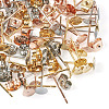 60Pcs 3 Color Flat Round 304 Stainless Steel Stud Earring Findings STAS-TA0002-47-2