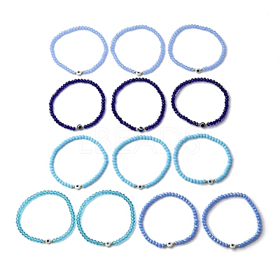 13Pcs Evil Eye Resin & Glass Beads Stretch Bracelets Sets BJEW-JB12367-1