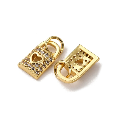 Brass Micro Pave Clear Cubic Zirconia Charms KK-A270-03B-G-1