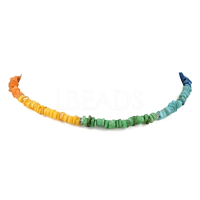 Dyed Natural Freshwater Shell Nuggets Beaded Chakra Necklaces NJEW-JN05486-1